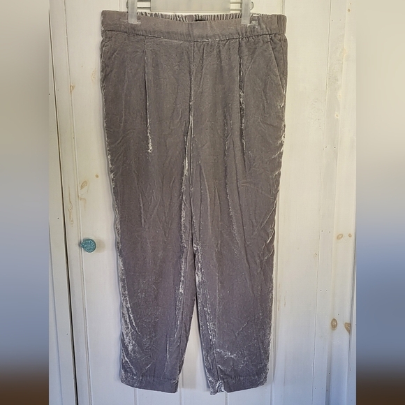 Ann Taylor Pants - Ann Taylor Silver Grey Crushed Velvet Velour Pull On Pants